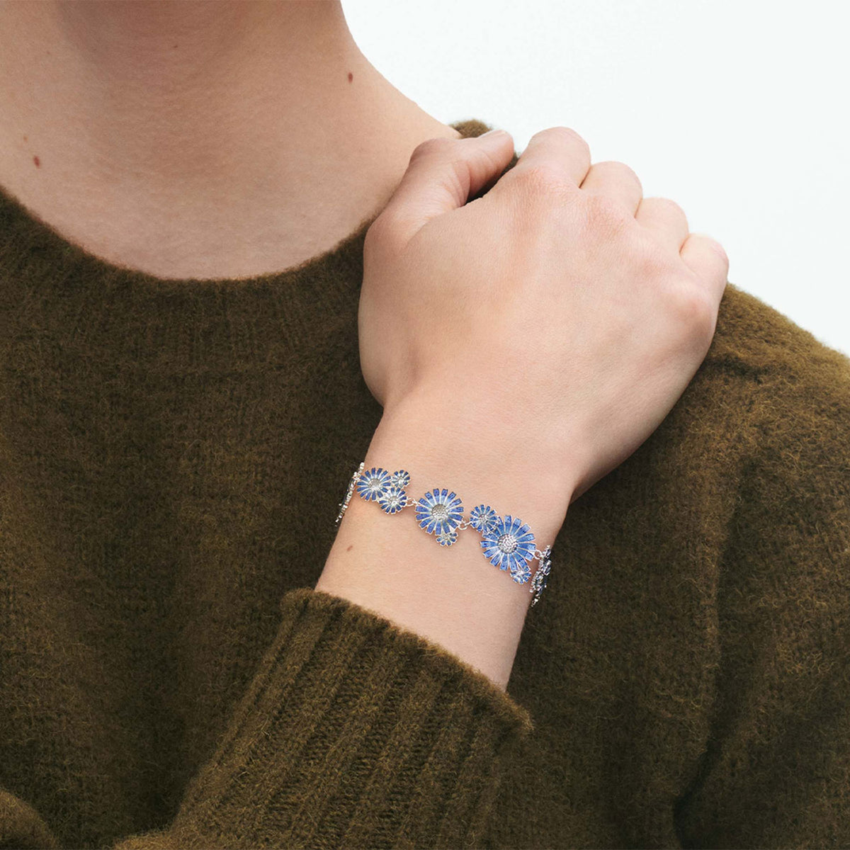 Daisy Layered Blue Enamel Bracelet