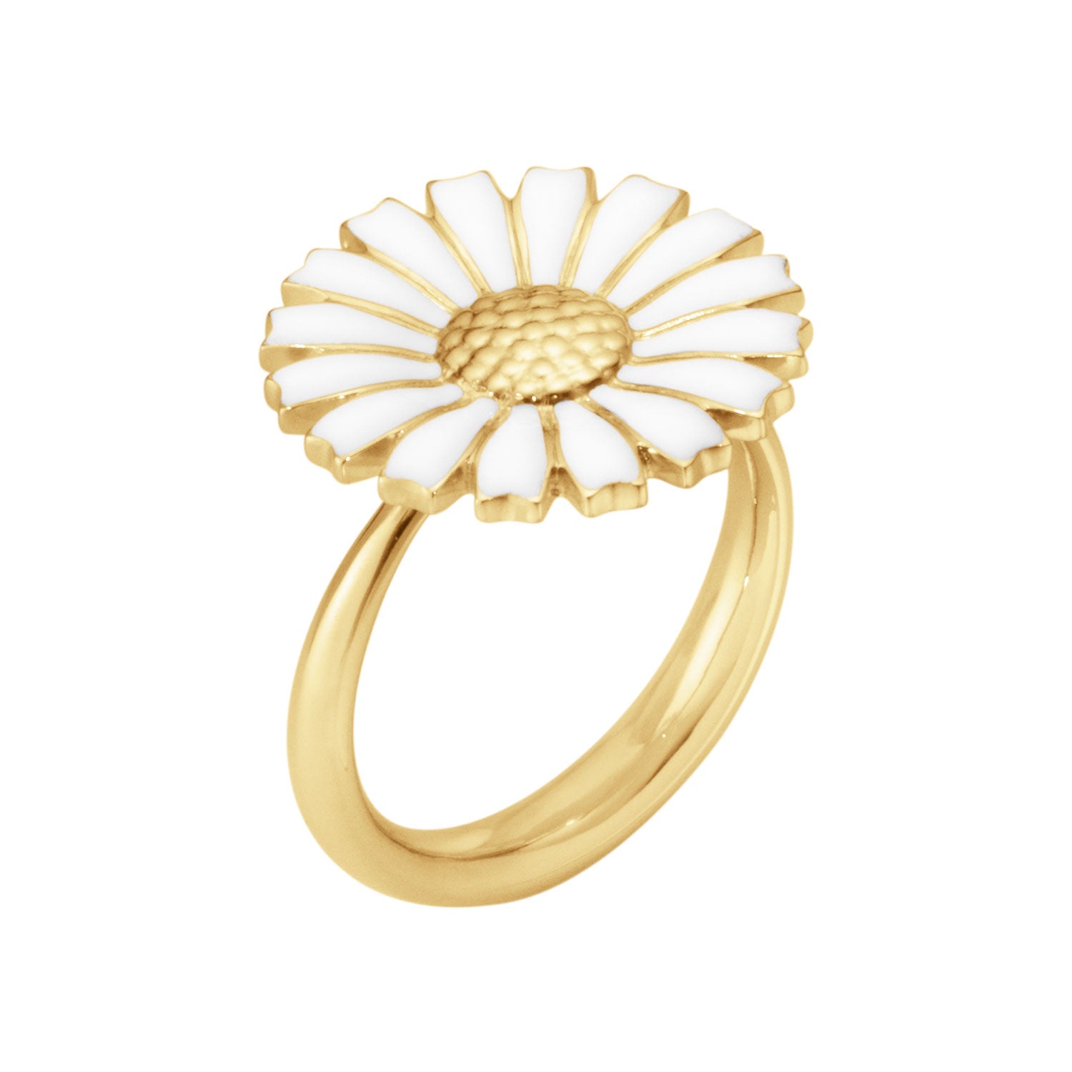 Georg Jensen Daisy 18ct Yellow Gold Plated Silver And White Enamel Ring - Berry's Jewellers