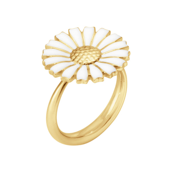 Georg Jensen Daisy 18ct Yellow Gold Plated Silver And White Enamel Ring - Berry's Jewellers