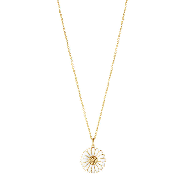 Georg Jensen Daisy 18ct Gold Plated Sterling Silver & White Enamel Pendant - Berry's Jewellers