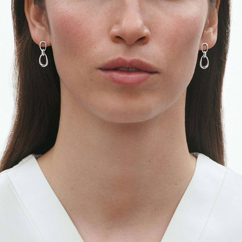 Offspring Silver Diamond Set Drop Earrings