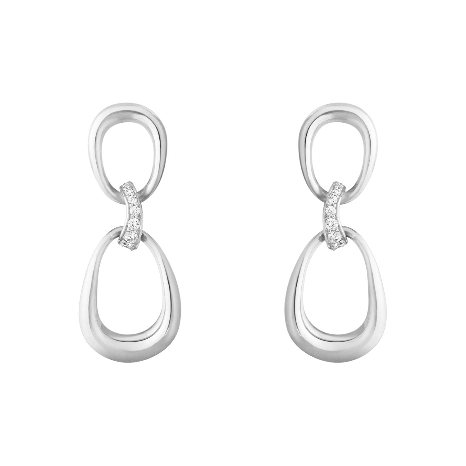 Offspring Silver Diamond Set Drop Earrings