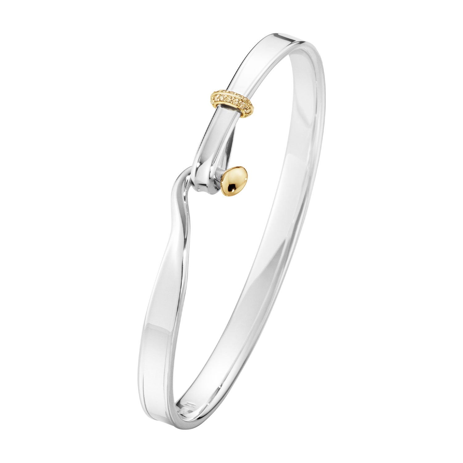 Georg Jensen Torun Silver & Gold Champagne Diamond Set Bangle - Berry's Jewellers