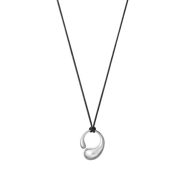 Georg Jensen Mercy Silver Large Pendant On Cord Necklace - Berry's Jewellers