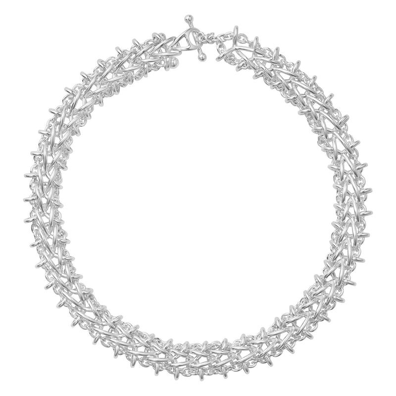 Weft Double Link Silver Necklace