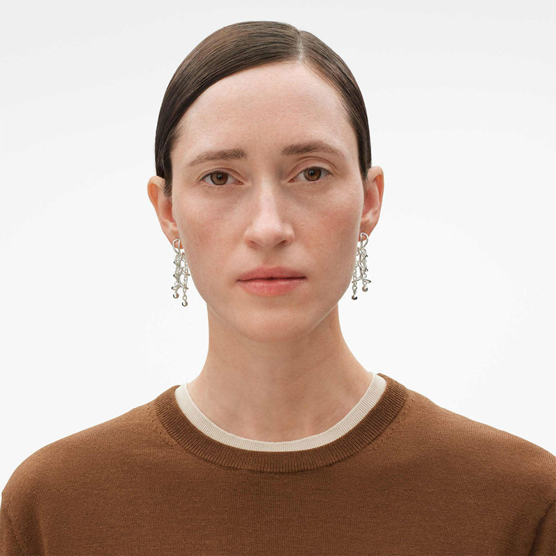 Weft Silver Double Earrings