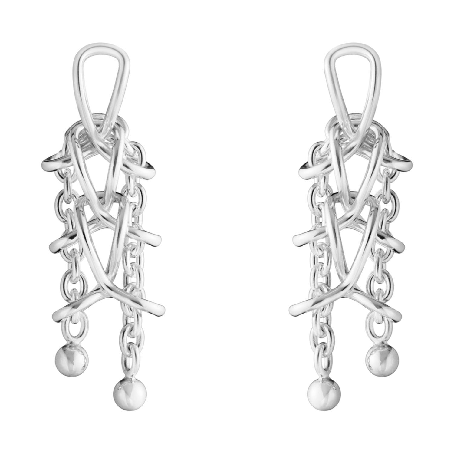 Weft Silver Double Earrings