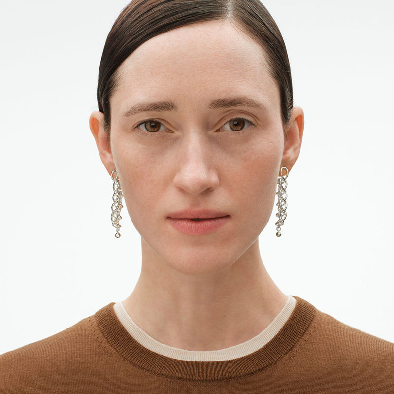 Weft Silver Five Link Drop Earrings
