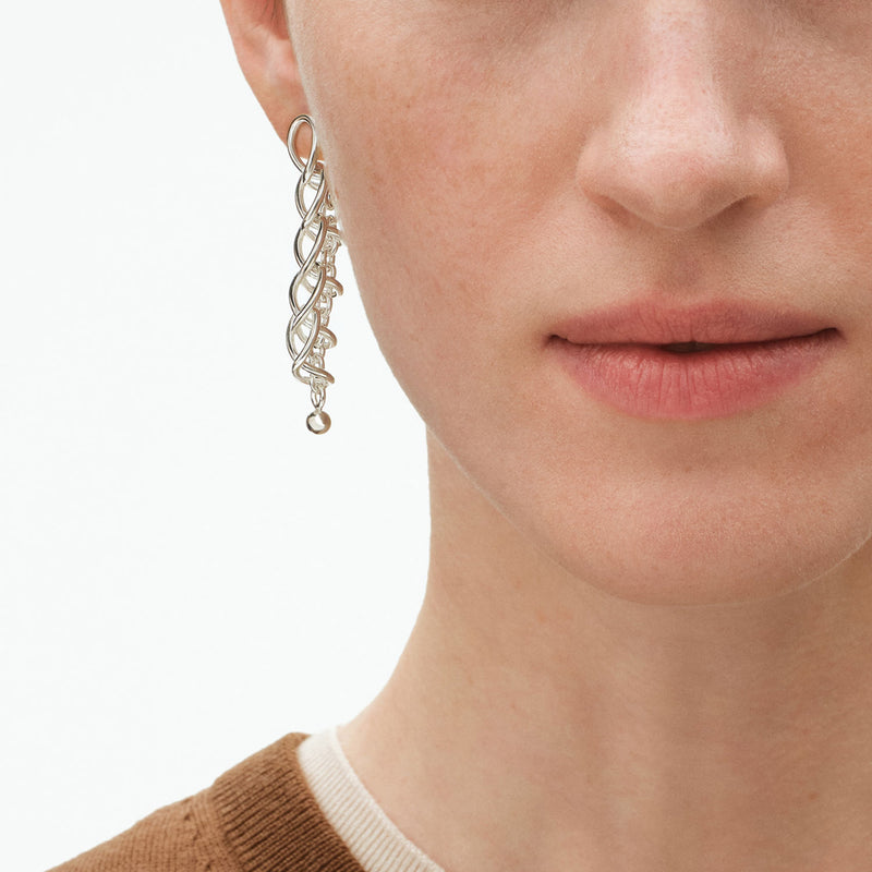 Weft Silver Five Link Drop Earrings