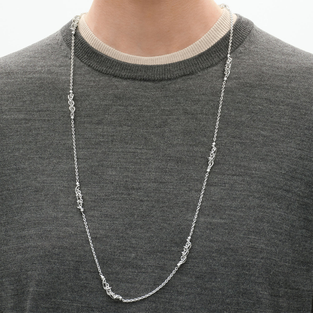 Weft Silver Sautoir Necklace