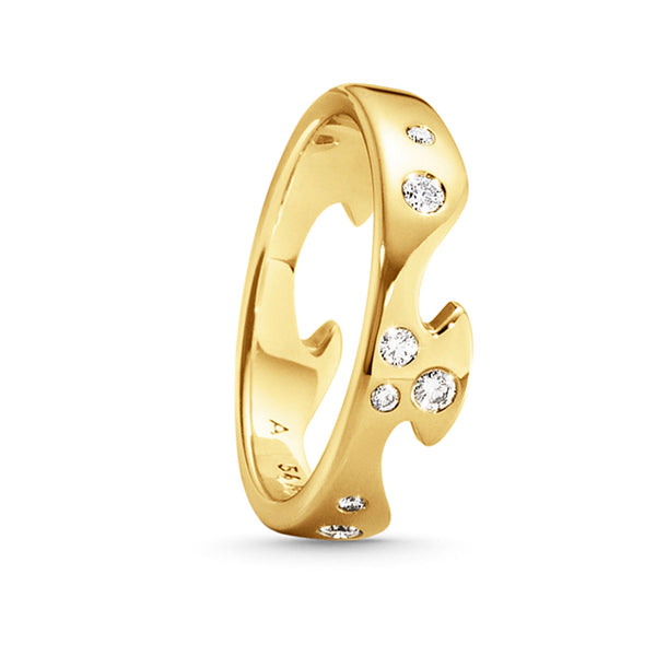 Georg Jensen Fusion 18ct Yellow Gold Diamond Set Ring - Berry's Jewellers