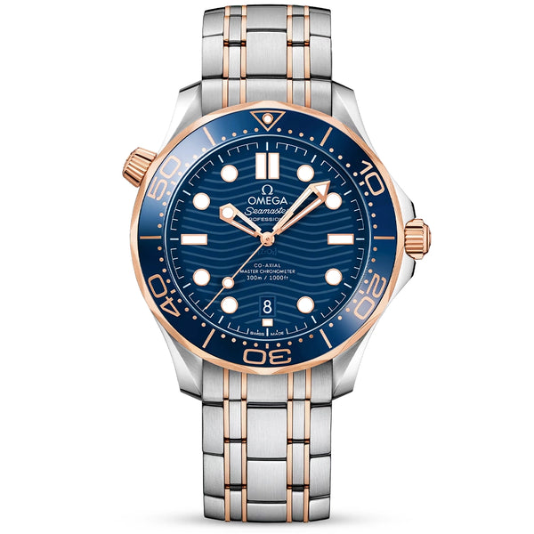 OMEGA Seamaster Diver 300m 42mm Blue Dial Two-Tone Men's Automatic Watch - Berry's Jewellers
