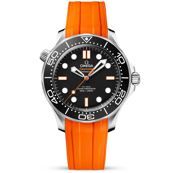 OMEGA Seamaster Diver 300m 42mm Black & Orange Dial Rubber Strap Watch - Berry's Jewellers