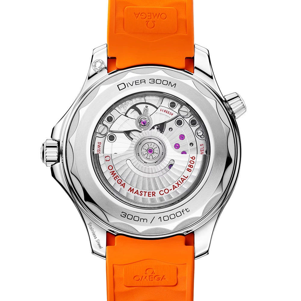OMEGA Seamaster Diver 300m 42mm Black & Orange Dial Rubber Strap Watch - Berry's Jewellers