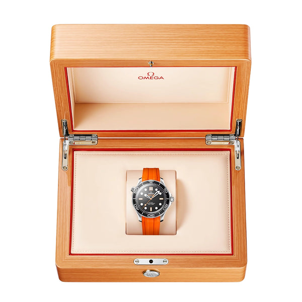 OMEGA Seamaster Diver 300m 42mm Black & Orange Dial Rubber Strap Watch - Berry's Jewellers