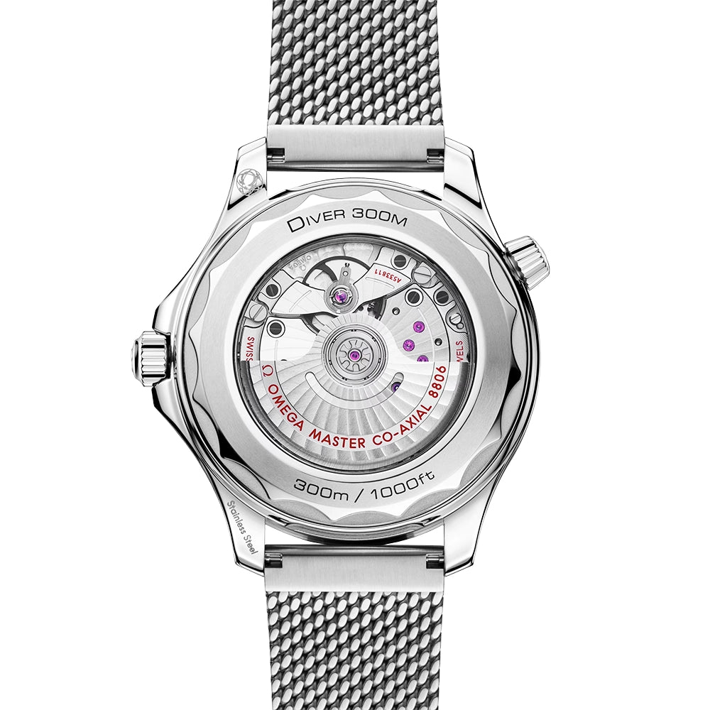 OMEGA Seamaster Diver 300m 42mm Black Dial Mens Mesh Bracelet Watch - Berry's Jewellers