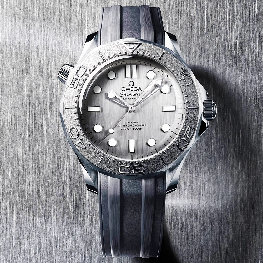 OMEGA Seamaster Diver 300m 42mm Grey Dial Mens Rubber Strap Watch - Berry's Jewellers