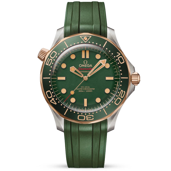 OMEGA Seamaster Diver 300m 42mm 18ct Bronze Gold Rubber Strap Watch - Berry's Jewellers