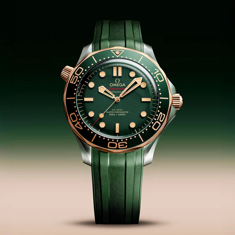 OMEGA Seamaster Diver 300m 42mm 18ct Bronze Gold Rubber Strap Watch - Berry's Jewellers