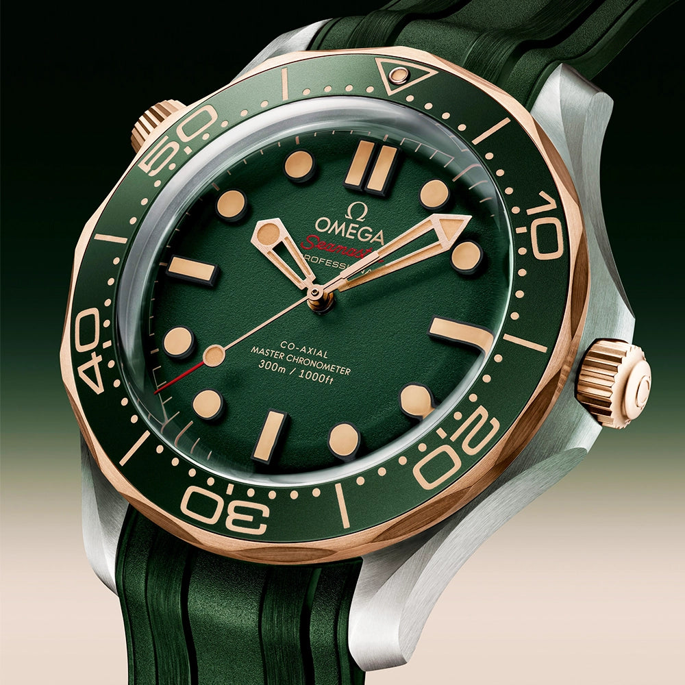 OMEGA Seamaster Diver 300m 42mm 18ct Bronze Gold Rubber Strap Watch - Berry's Jewellers