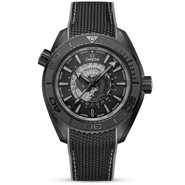 OMEGA Seamaster Planet Ocean Worldtimer 600m Black Ceramic Watch - Berry's Jewellers