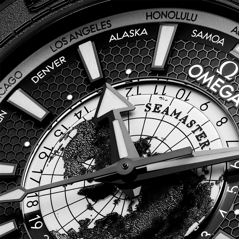 OMEGA Seamaster Planet Ocean Worldtimer 600m Black Ceramic Watch - Berry's Jewellers