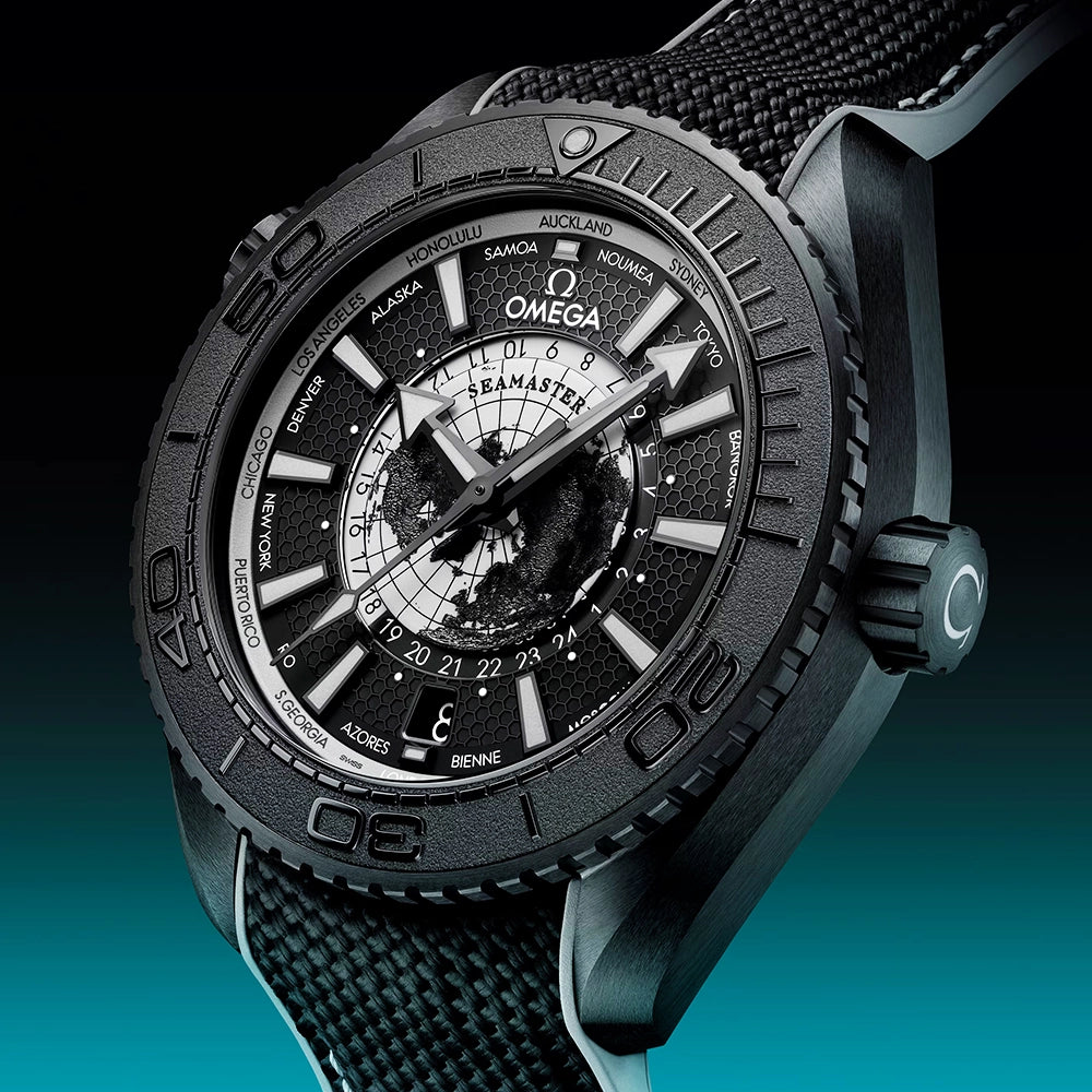OMEGA Seamaster Planet Ocean Worldtimer 600m Black Ceramic Watch - Berry's Jewellers