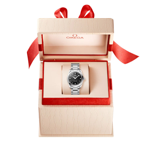 OMEGA Seamaster Aqua Terra 28mm Shimmer Black Dial Ladies Watch - Berry's Jewellers