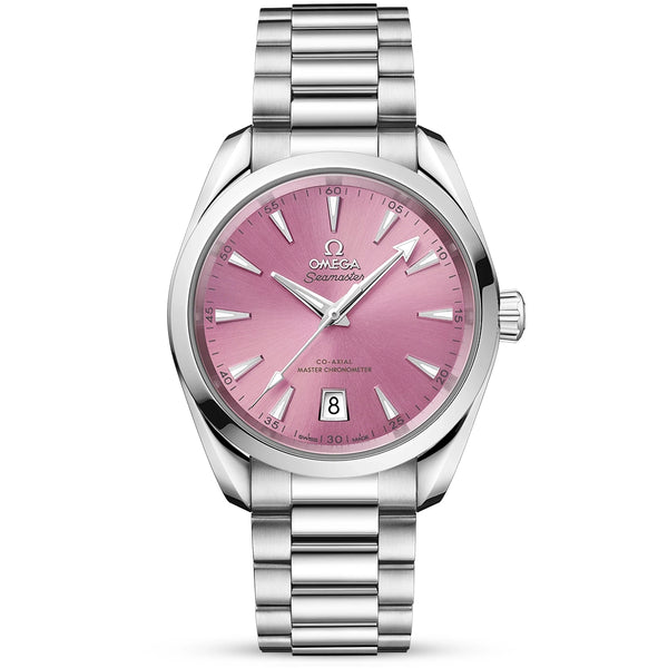 OMEGA Seamaster Aqua Terra Shades 38mm Shell Pink Dial Bracelet Watch - Berry's Jewellers