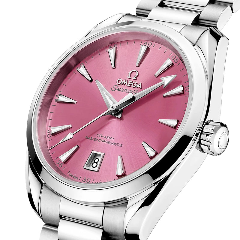 OMEGA Seamaster Aqua Terra Shades 38mm Shell Pink Dial Bracelet Watch - Berry's Jewellers