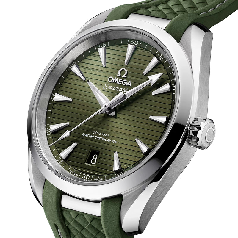 Seamaster Aqua Terra 38mm Green Dial Mens Rubber Strap Watch