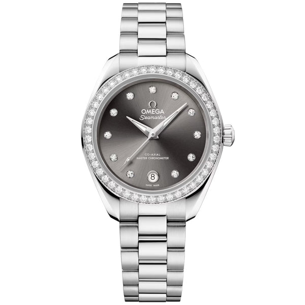 OMEGA Seamaster Aqua Terra 30mm Grey Dial Diamond Set Watch - Berry's Jewellers