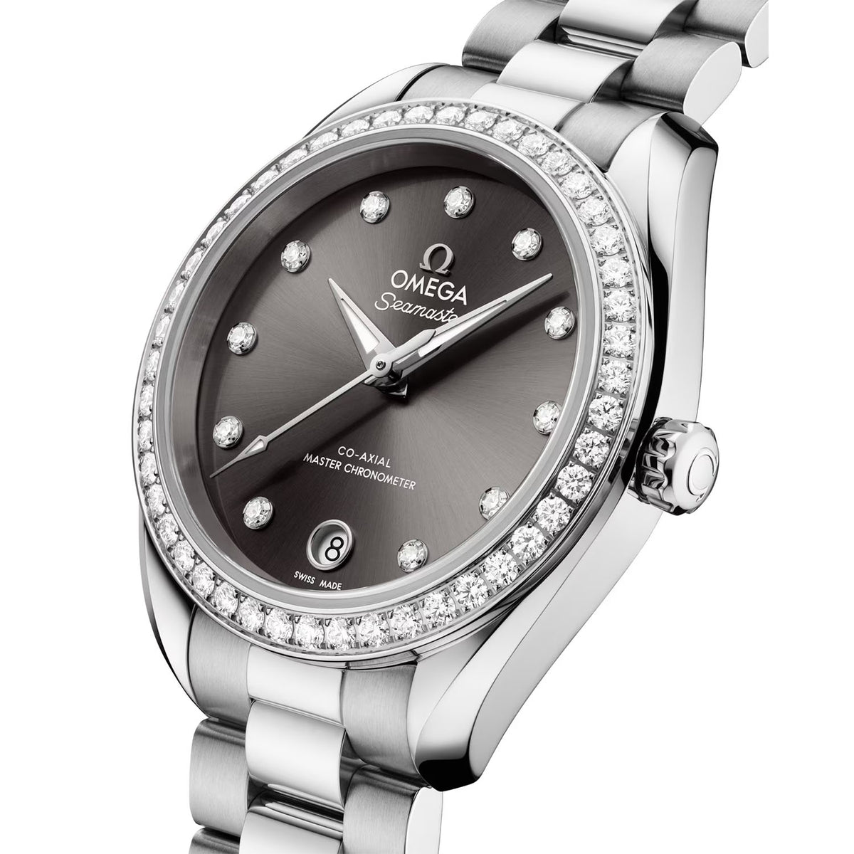 OMEGA Seamaster Aqua Terra 30mm Grey Dial Diamond Set Watch - Berry's Jewellers