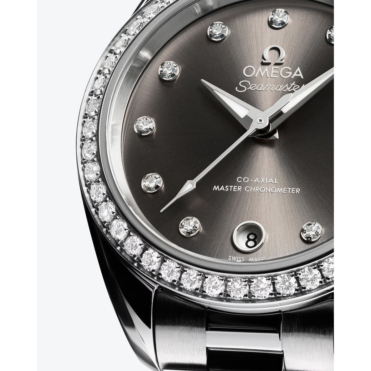 OMEGA Seamaster Aqua Terra 30mm Grey Dial Diamond Set Watch - Berry's Jewellers