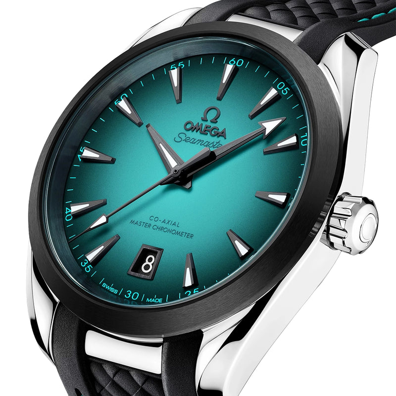 OMEGA Seamaster Aqua Terra 38mm Turquoise Gradient Dial Rubber Strap Watch - Berry's Jewellers