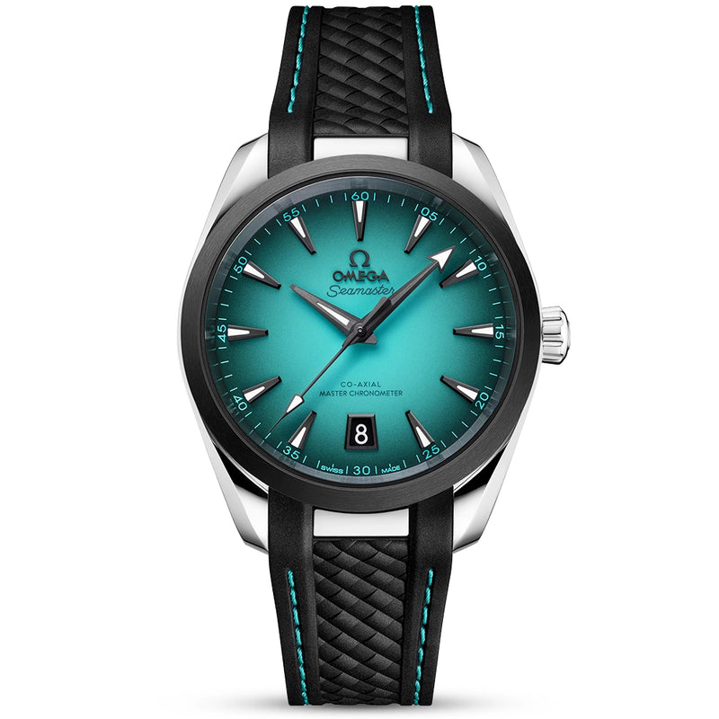 OMEGA Seamaster Aqua Terra 38mm Turquoise Gradient Dial Rubber Strap Watch - Berry's Jewellers