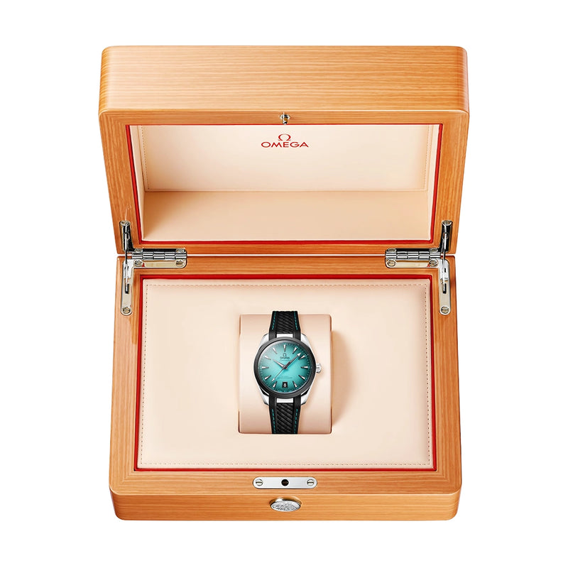 OMEGA Seamaster Aqua Terra 38mm Turquoise Gradient Dial Rubber Strap Watch - Berry's Jewellers