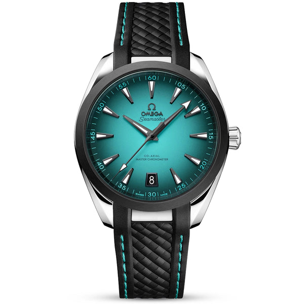 OMEGA Seamaster Aqua Terra 41mm Turquoise Gradient Dial Rubber Strap Watch - Berry's Jewellers