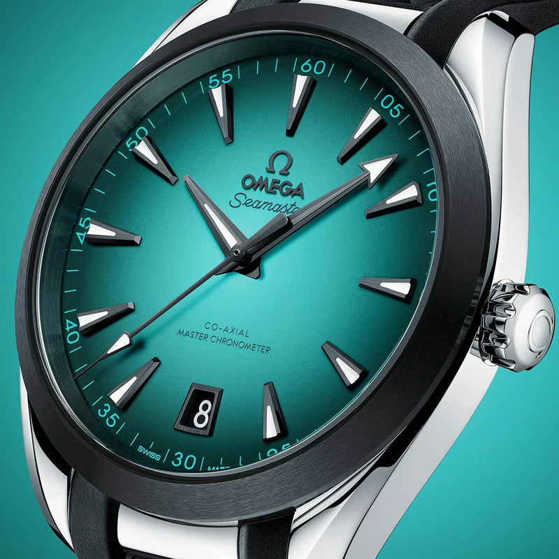 OMEGA Seamaster Aqua Terra 41mm Turquoise Gradient Dial Rubber Strap Watch - Berry's Jewellers