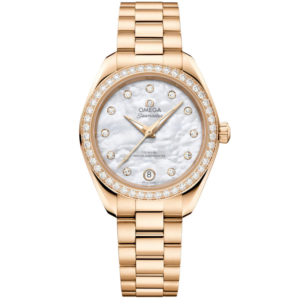 OMEGA Seamaster Aqua Terra 30mm 18ct Yellow Gold Diamond Set Watch - Berry's Jewellers