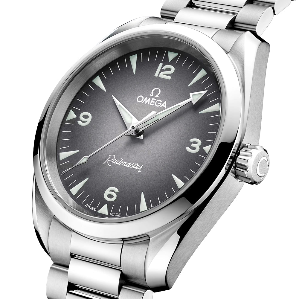 OMEGA Seamaster Railmaster 38mm Grey Gradient Dial Bracelet Watch - Berry's Jewellers