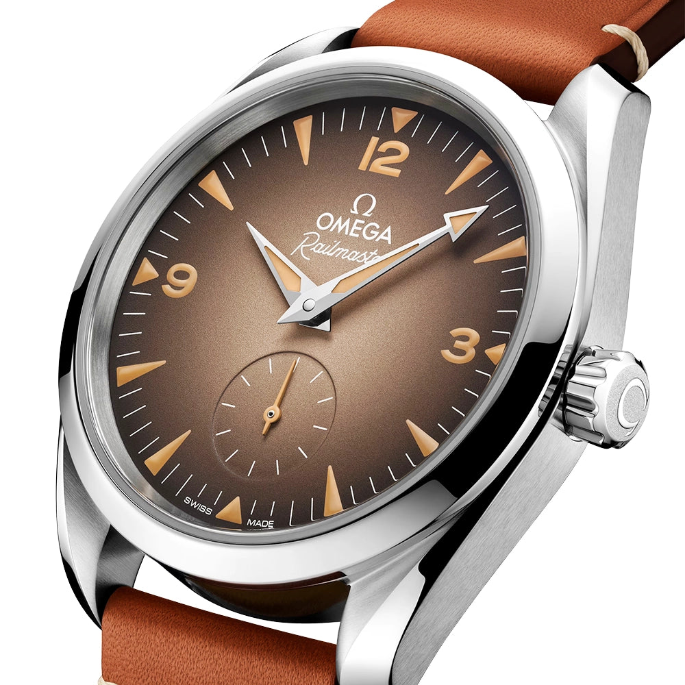 OMEGA Seamaster Railmaster Small Seconds 38mm Brown Dial Strap Watch - Berry's Jewellers