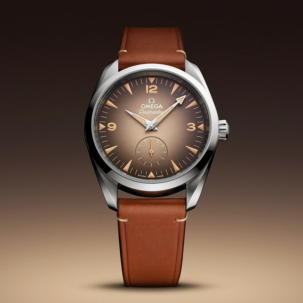 OMEGA Seamaster Railmaster Small Seconds 38mm Brown Dial Strap Watch - Berry's Jewellers