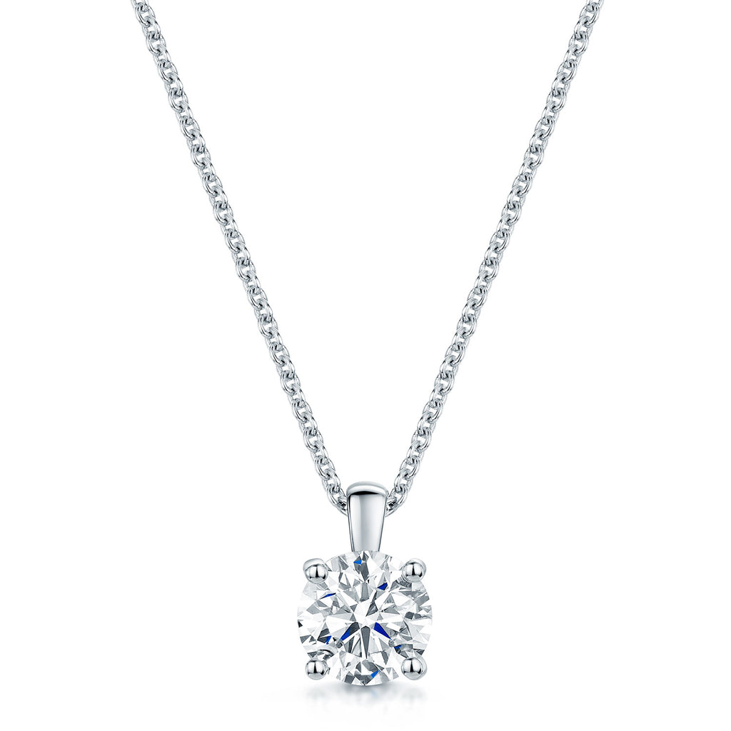 18ct White Gold GIA Certified Round Brilliant Cut Diamond Pendant