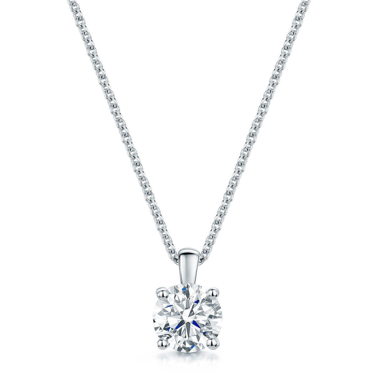 18ct White Gold GIA Certified Round Brilliant Cut Diamond Pendant