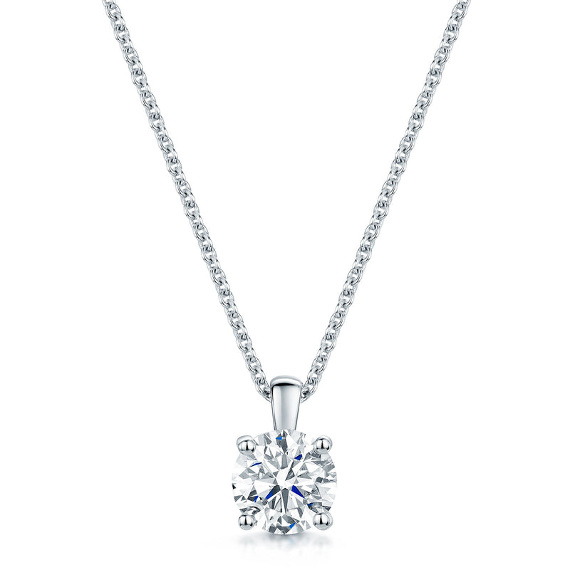 18ct White Gold GIA Certified Round Brilliant Cut Diamond Pendant