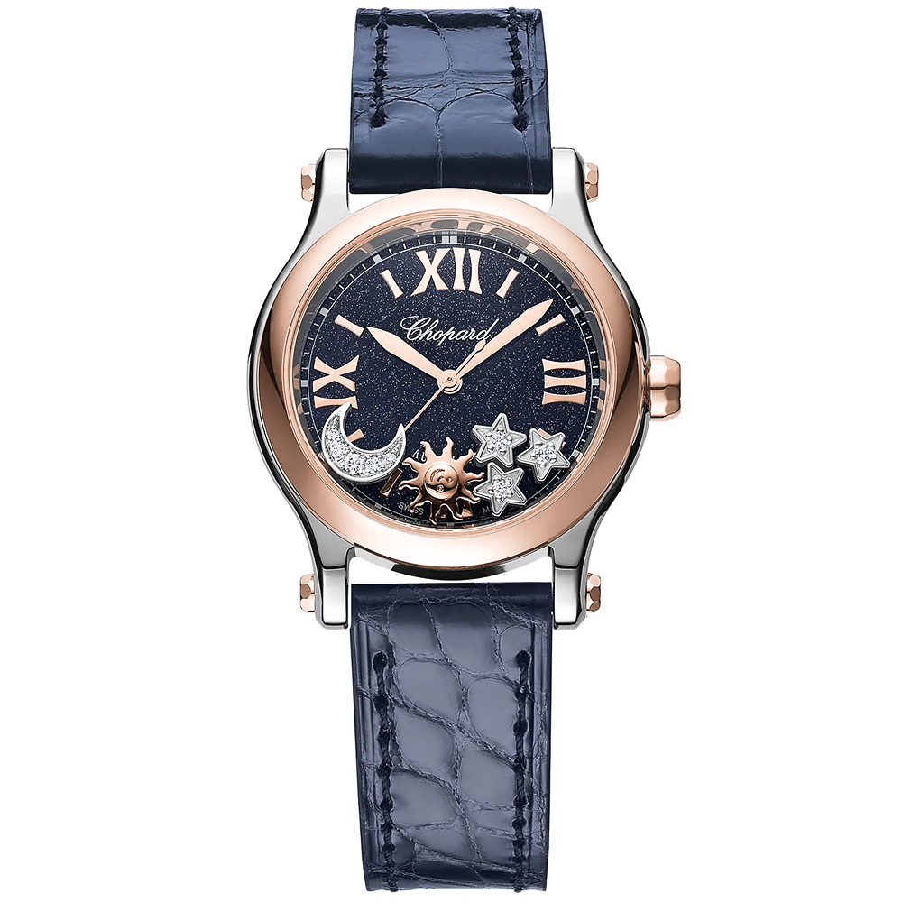 Happy Sport Sun, Moon & Stars 30mm Steel & Rose Gold Watch