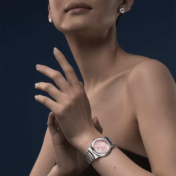Chopard Happy Sport Steel 36mm Pink Dial Ladies Watch - Berry's Jewellers