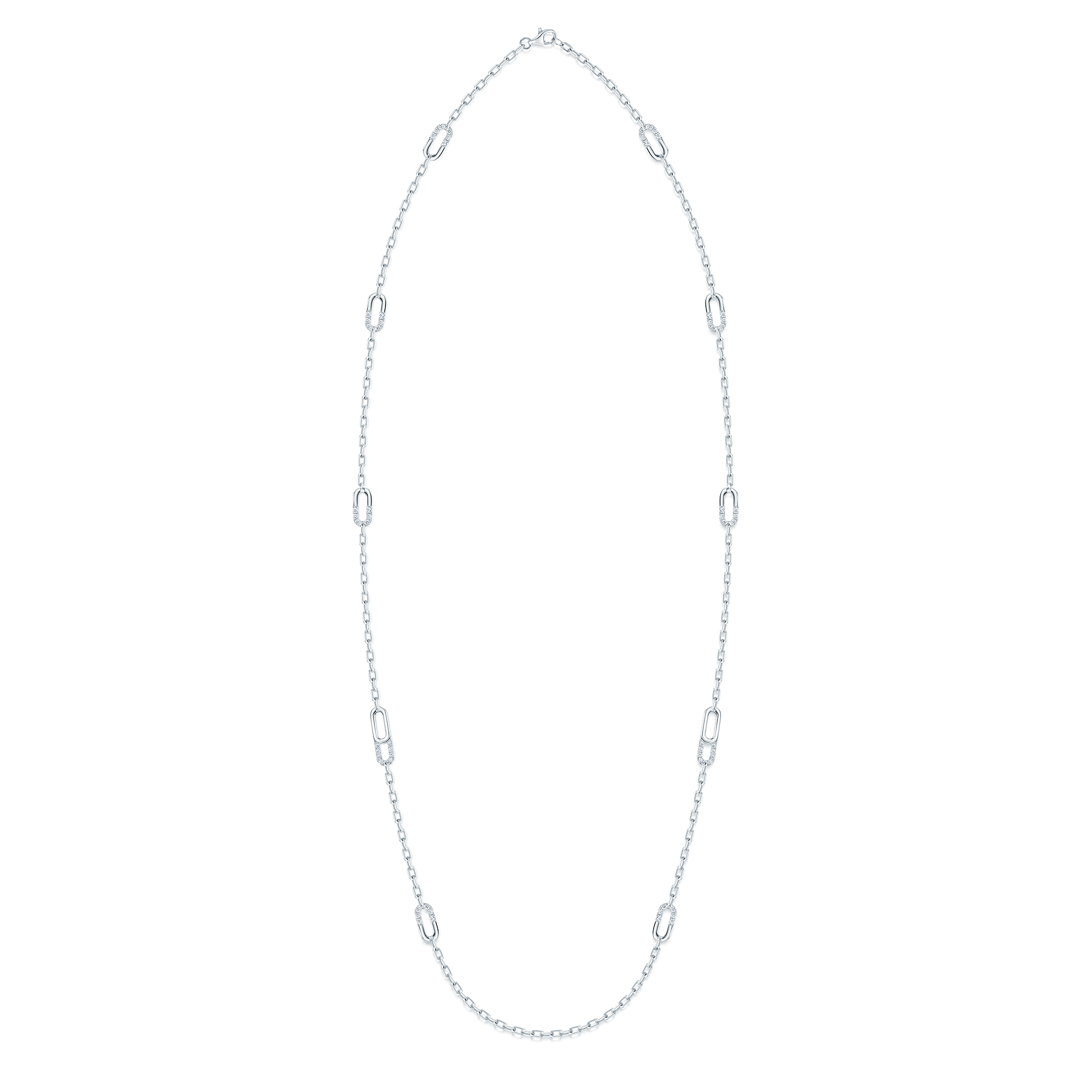 Verve Collection 18ct White Gold Diamond Loop Long Chain Necklace