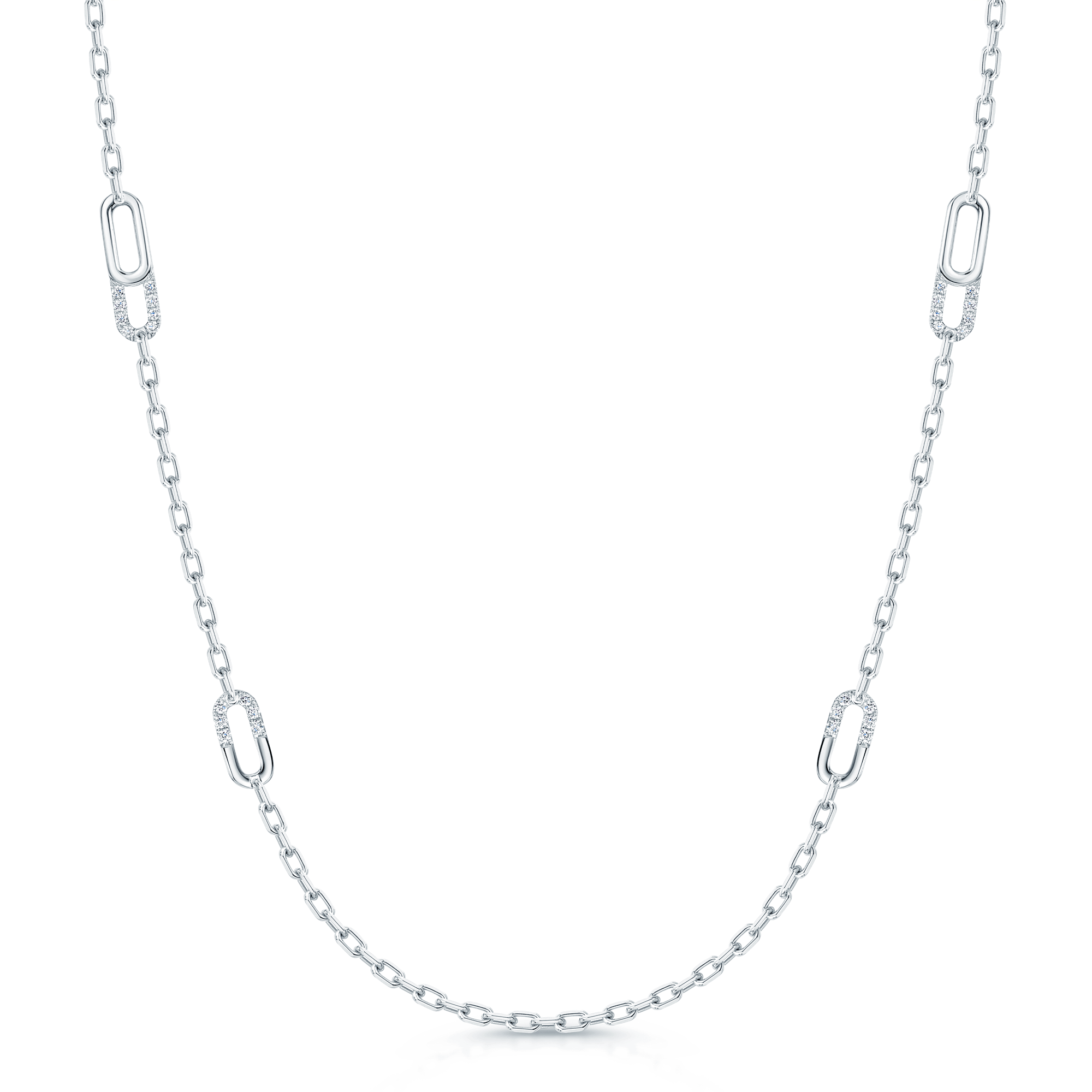 Verve Collection 18ct White Gold Diamond Loop Long Chain Necklace
